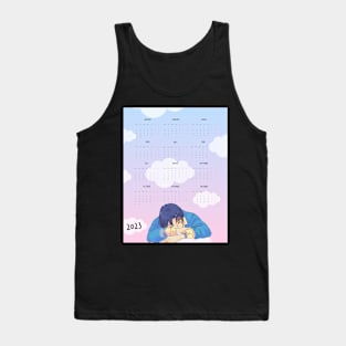 Aesthetic Sleeping Anime Boy 2023 Calendar Tank Top